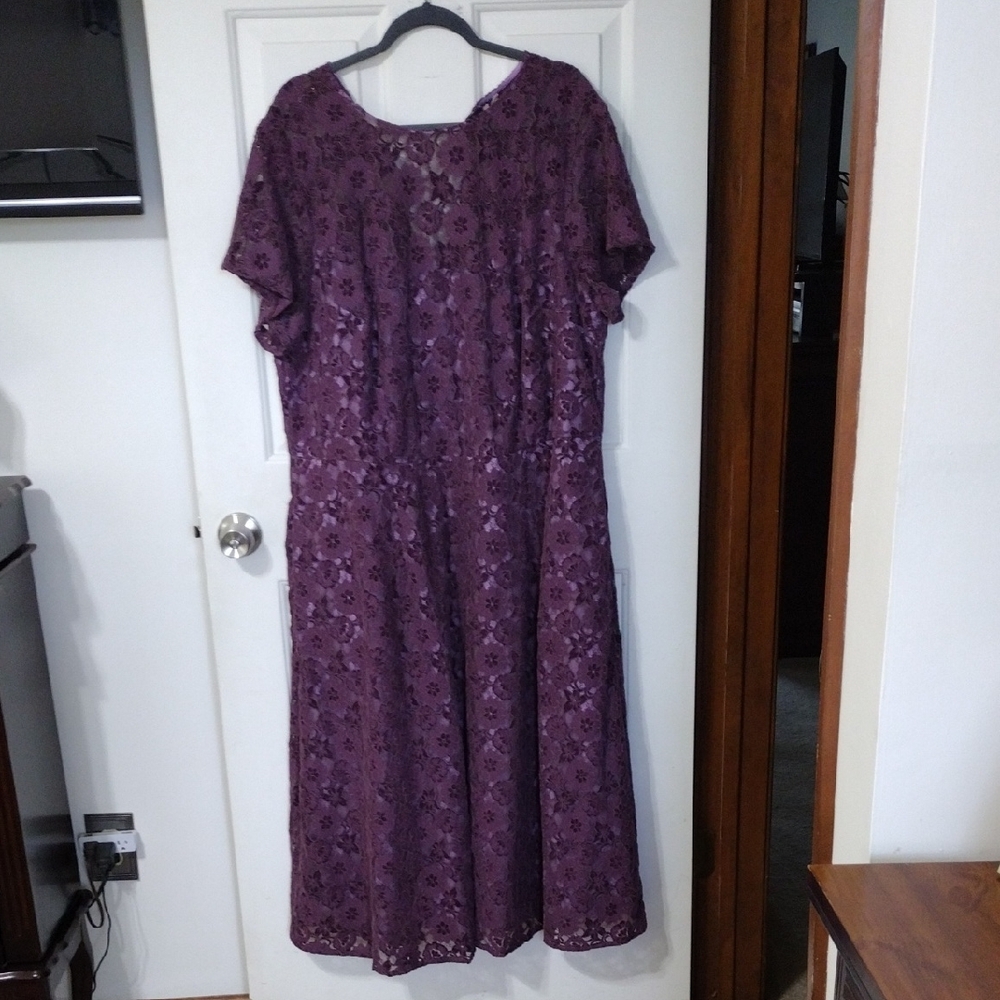 Purple Lace Midi Dress - Women